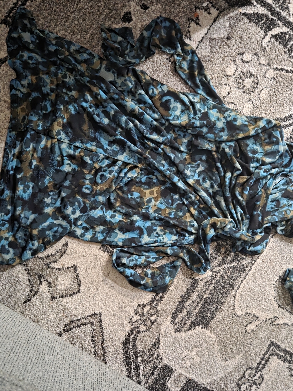 Miss Tina Blue and Olive Animal Print Wrap Dress